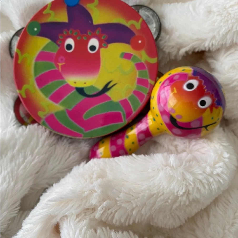 Pylones NYC hand painted mini tambourine, moracca